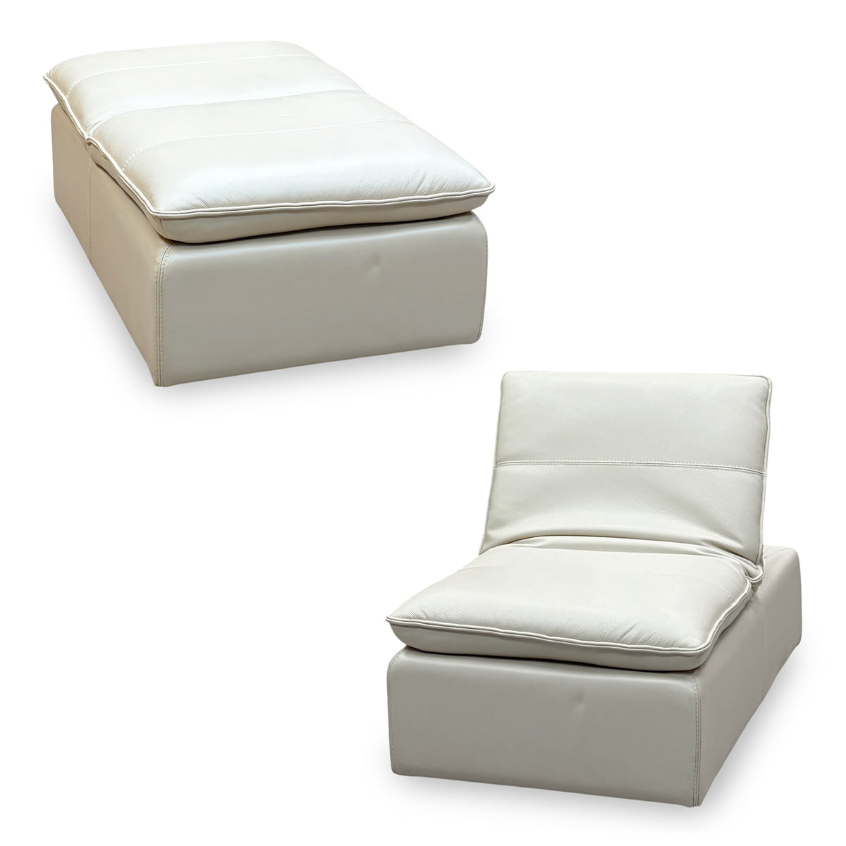 World of Leather 'Starlight Express' Bv-862c Bisque Cream Leather Storage Chair Footstool