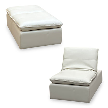 World of Leather 'Starlight Express' Bv-862c Bisque Cream Leather Storage Chair Footstool