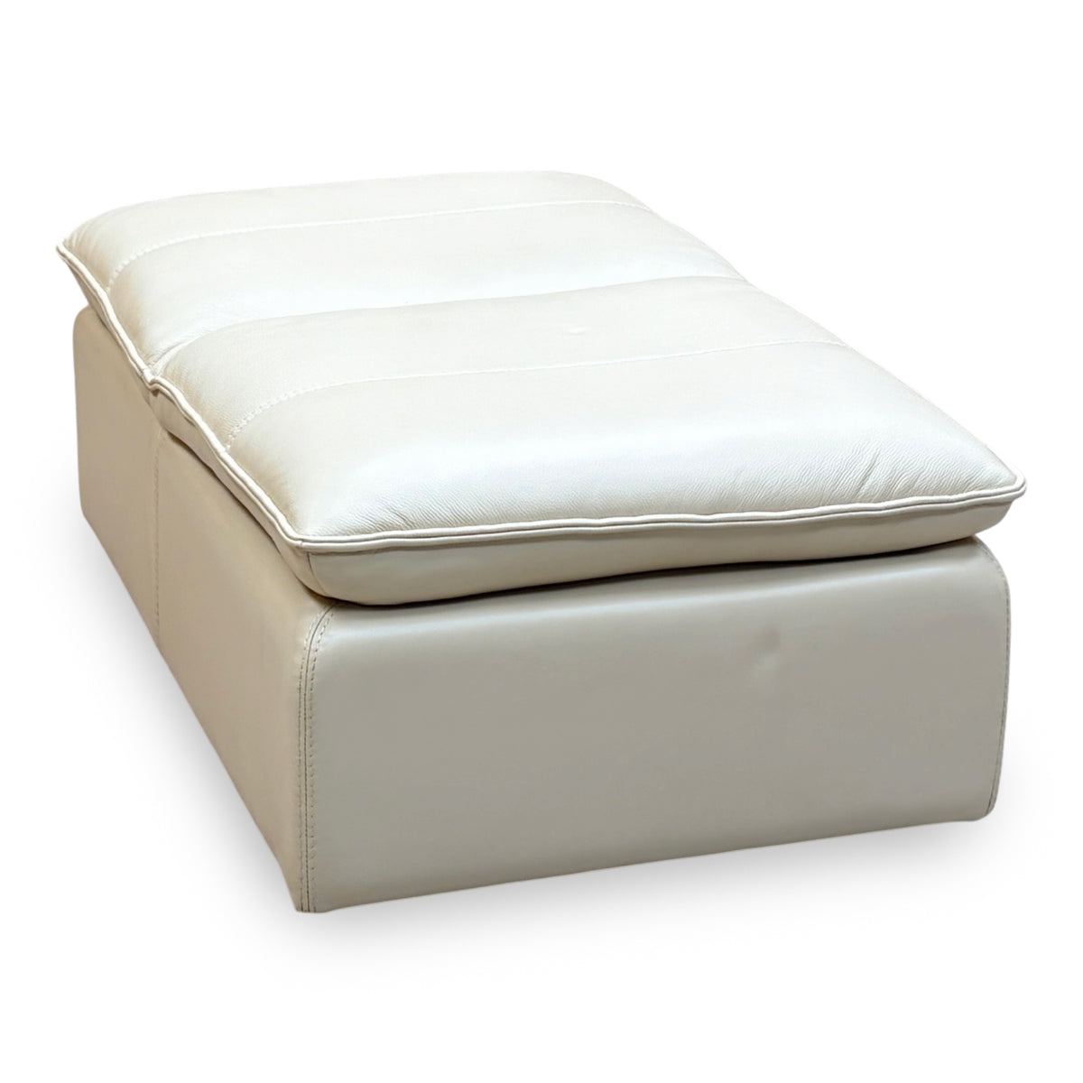World of Leather 'Starlight Express' Bv-862c Bisque Cream Leather Storage Chair Footstool