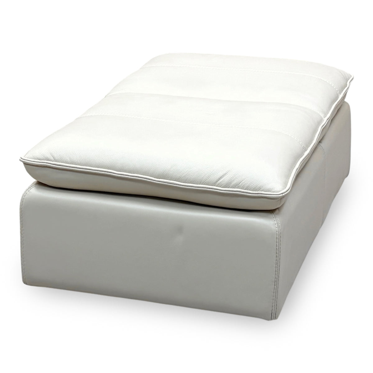 World of Leather 'Starlight Express' Bv-862c Bisque Cream Leather Storage Chair Footstool