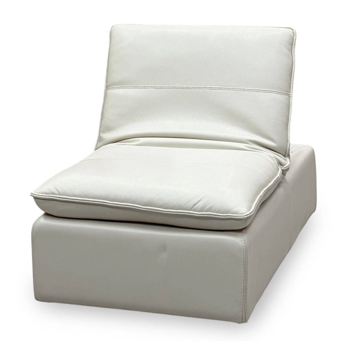 World of Leather 'Starlight Express' Bv-862c Bisque Cream Leather Storage Chair Footstool