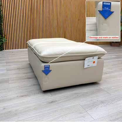 World of Leather 'Starlight Express' Bv-862c Bisque Cream Leather Storage Chair Footstool