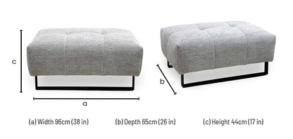 Shelby footstool dimensions: width 96cm, depth 65cm, height 44cm