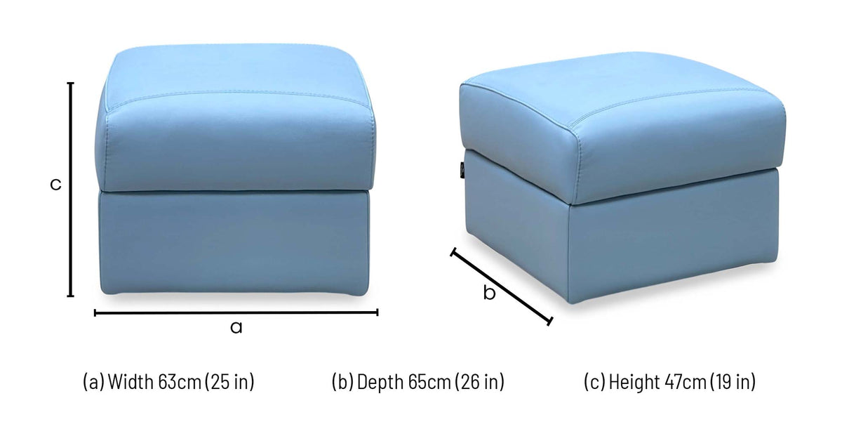 Nicoletti ‘Yari’ Pelle Botero 2167 Cielo Sky Blue Leather Storage Footstool
