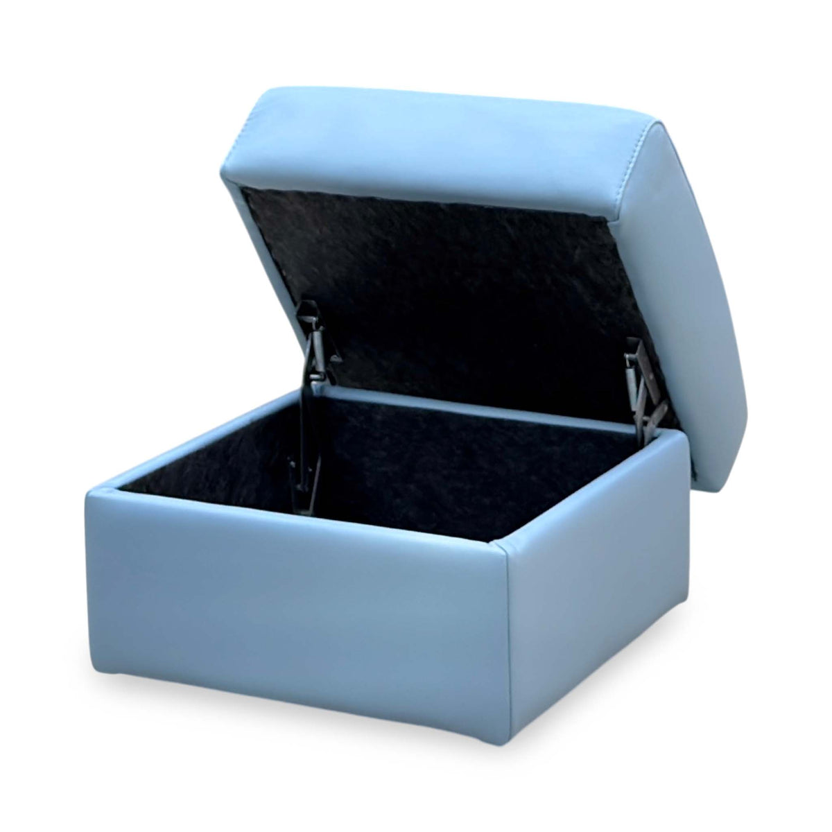 Nicoletti ‘Yari’ Pelle Botero 2167 Cielo Sky Blue Leather Storage Footstool