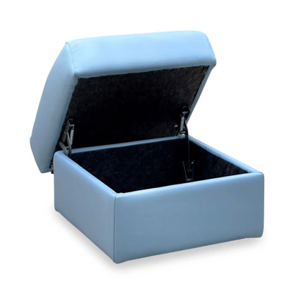 Nicoletti ‘Yari’ Pelle Botero 2167 Cielo Sky Blue Leather Storage Footstool
