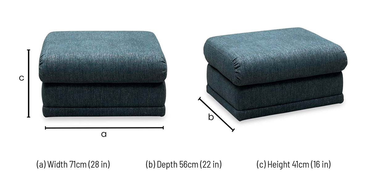 G Plan Malvern teal fabric storage footstool dimensions: width 71cm, depth 56cm, height 41cm