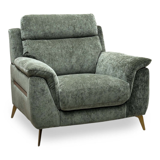 ‘Eclipse' Fab-Crn-R353 Forest Green Br Chenille Fabric Chair