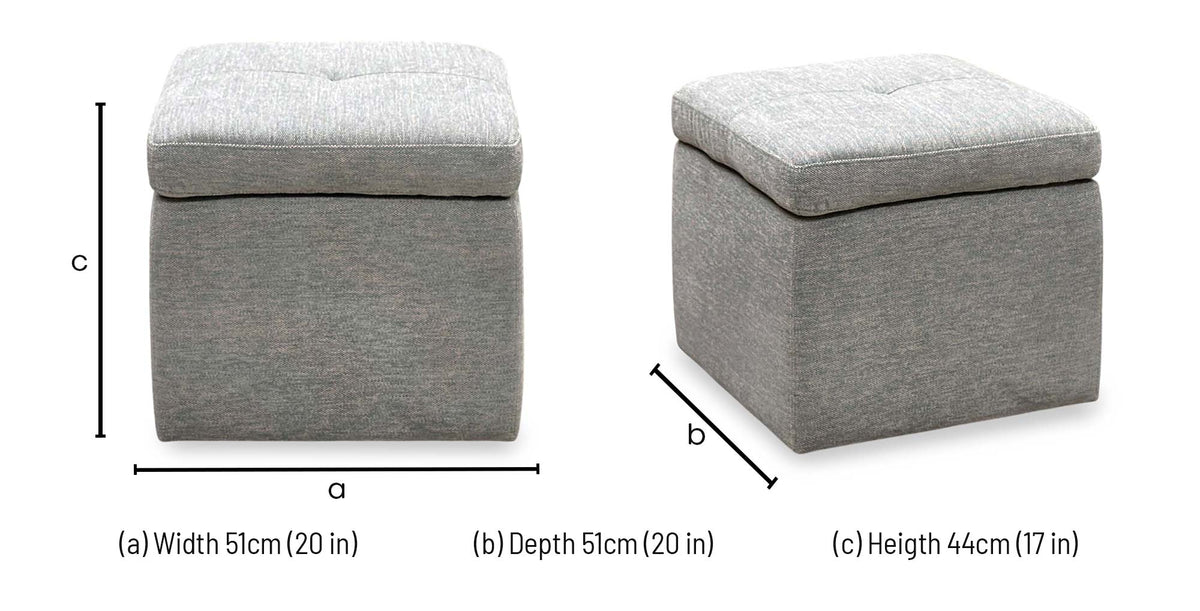 Easy Tray wild dove grey fabric storage footstool dimensions: width 51cm, depth 51cm, height 44cm