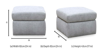 Berlin rosy light grey fabric storage footstool dimensions: width 62cm, depth 62cm, height 43cm