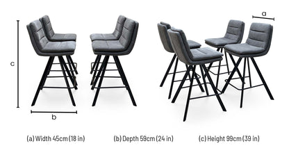 Bodahl Njord anthracite grey fabric swivel bar stool dimensions: width 45cm, depth 59cm, height 99cm
