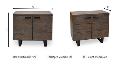 'Mars' Dark Solid Oak 2 Door Small Sideboard