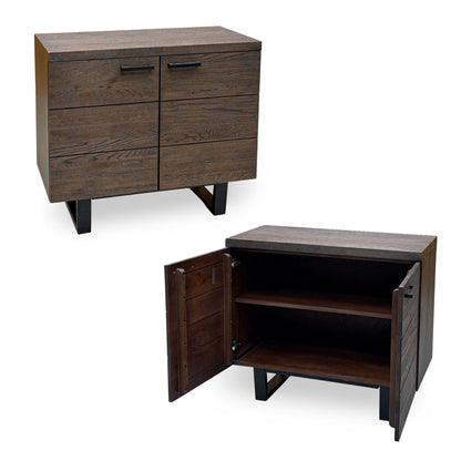 'Mars' Dark Solid Oak 2 Door Small Sideboard