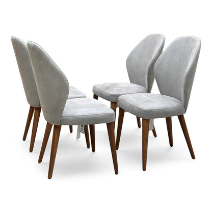 Stone International 'Empire' R015 Satin Dark Grey WWA Fabric Set of 4 Dining Chairs