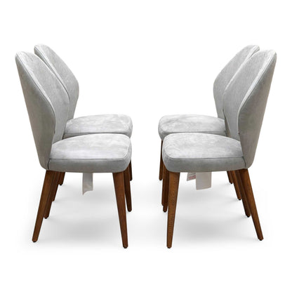 Stone International 'Empire' R015 Satin Dark Grey WWA Fabric Set of 4 Dining Chairs