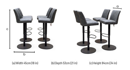 'Earth' Grey Fabric Set of 4 Swivel Bar Stools