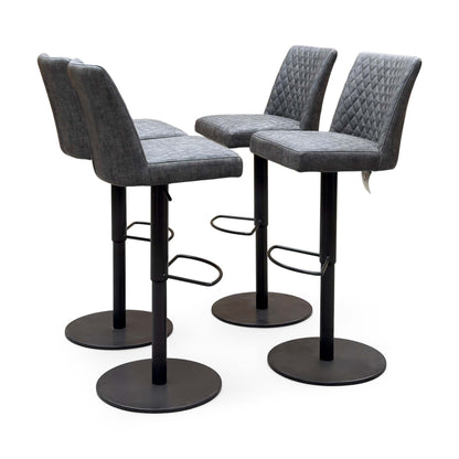 'Earth' Grey Fabric Set of 4 Swivel Bar Stools