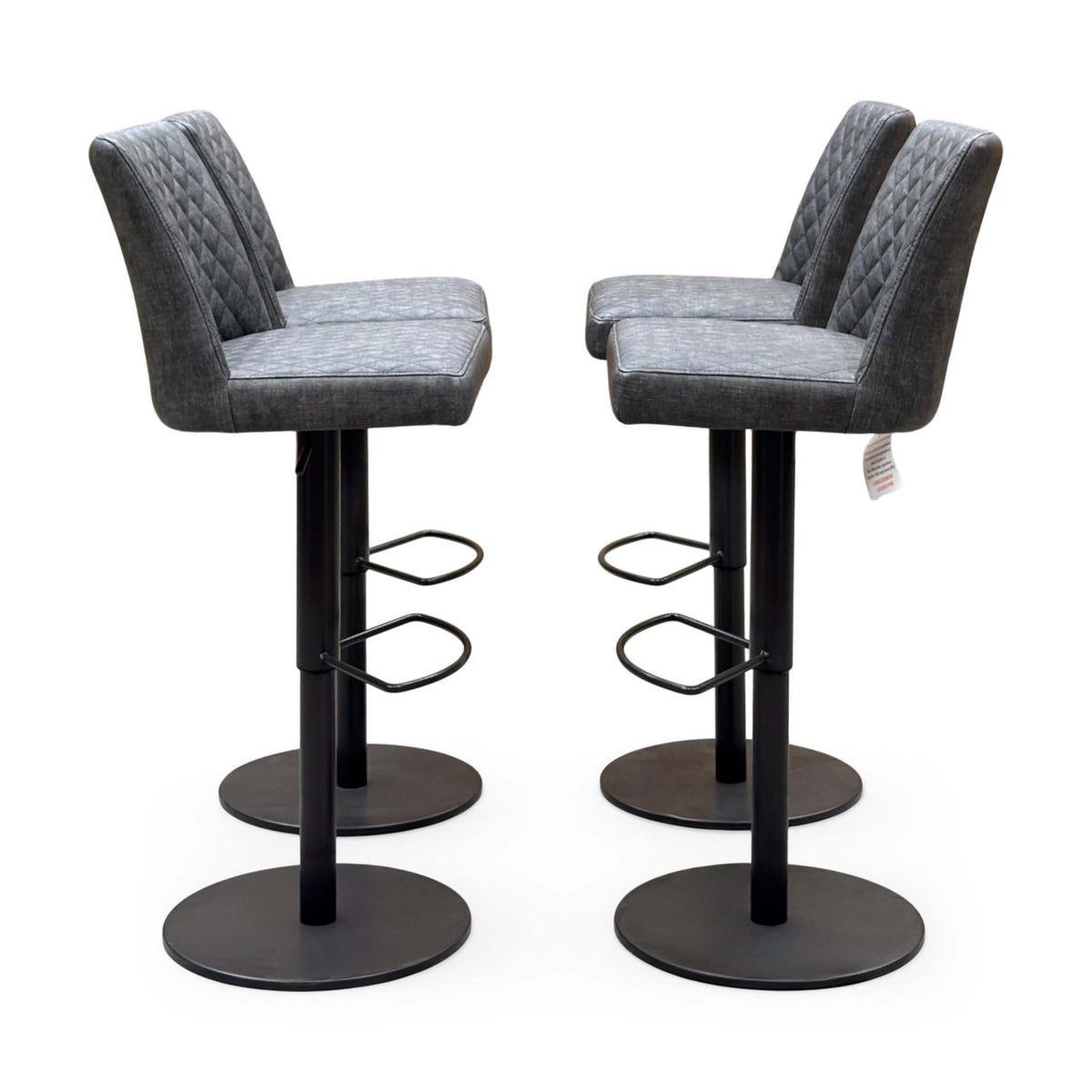 'Earth' Grey Fabric Set of 4 Swivel Bar Stools