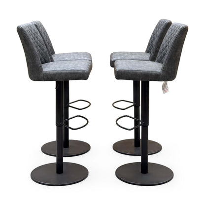 'Earth' Grey Fabric Set of 4 Swivel Bar Stools