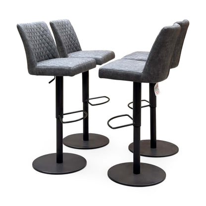 'Earth' Grey Fabric Set of 4 Swivel Bar Stools