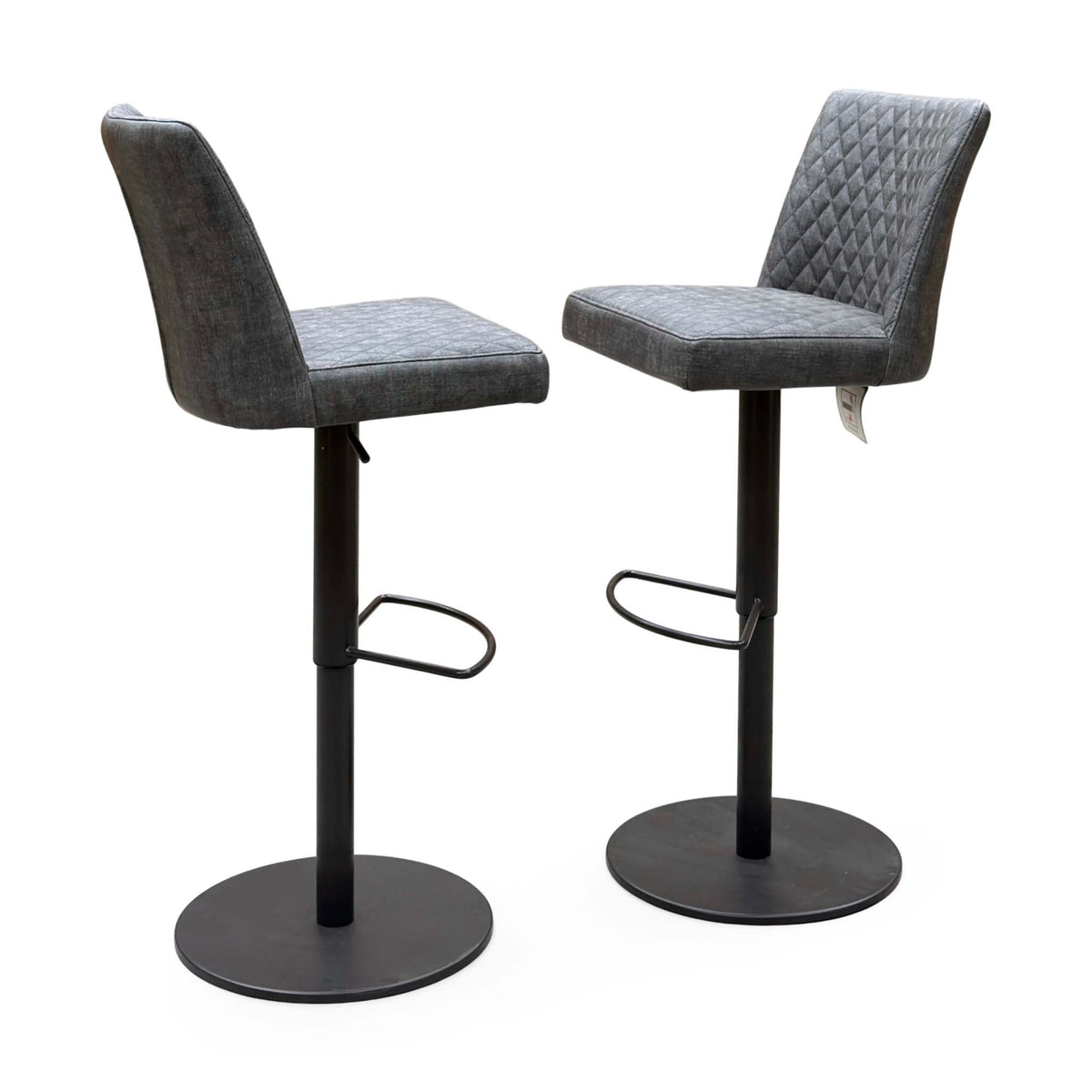‘Earth' Grey Fabric Pair of 2 Swivel Dining Chairs