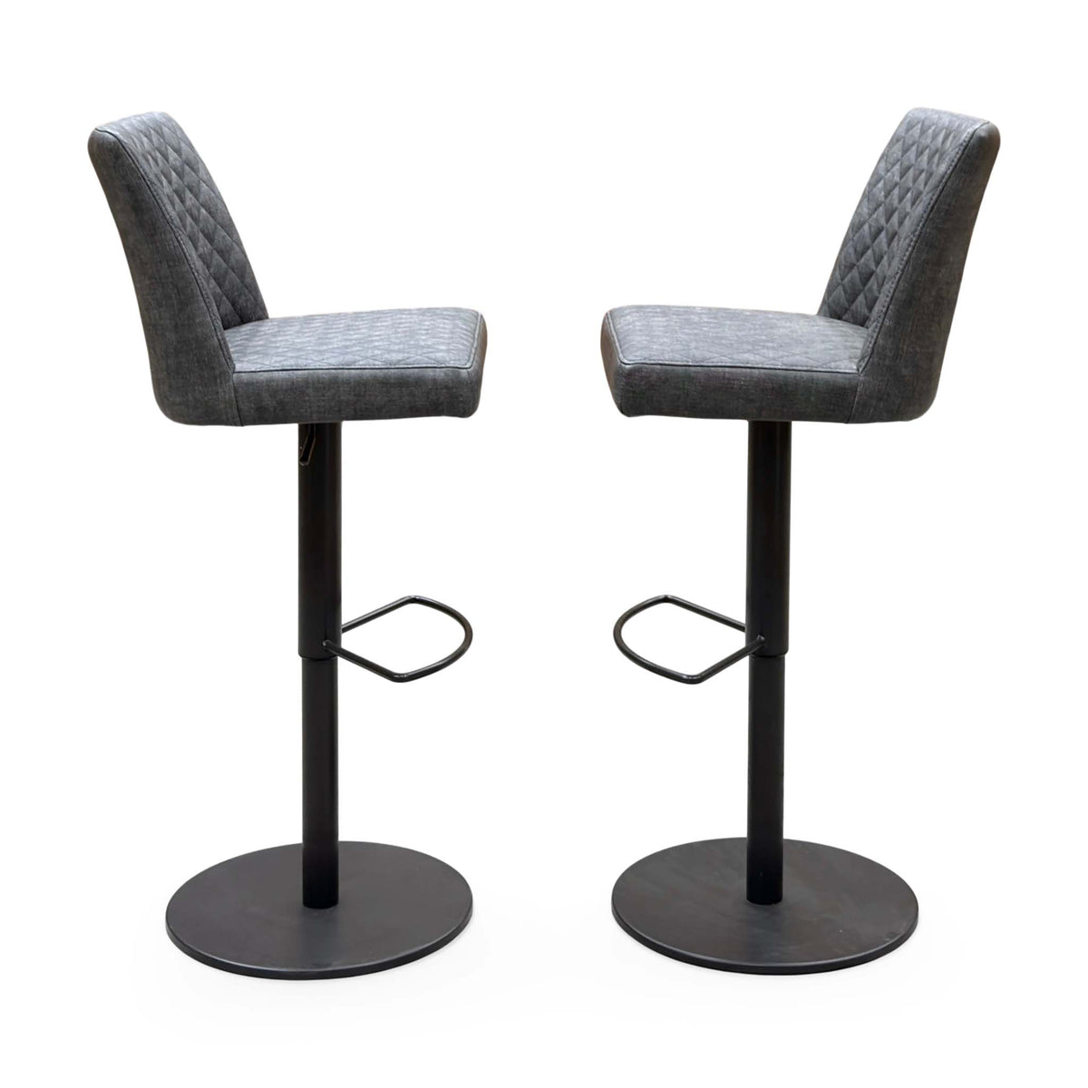 ‘Earth' Grey Fabric Pair of 2 Swivel Dining Chairs