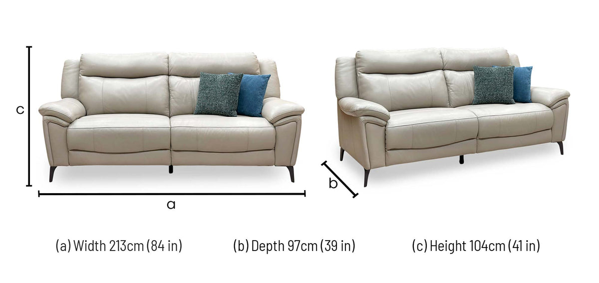'Panache' Lead Grey Cat-60:23 Leather 3 Seater Sofa
