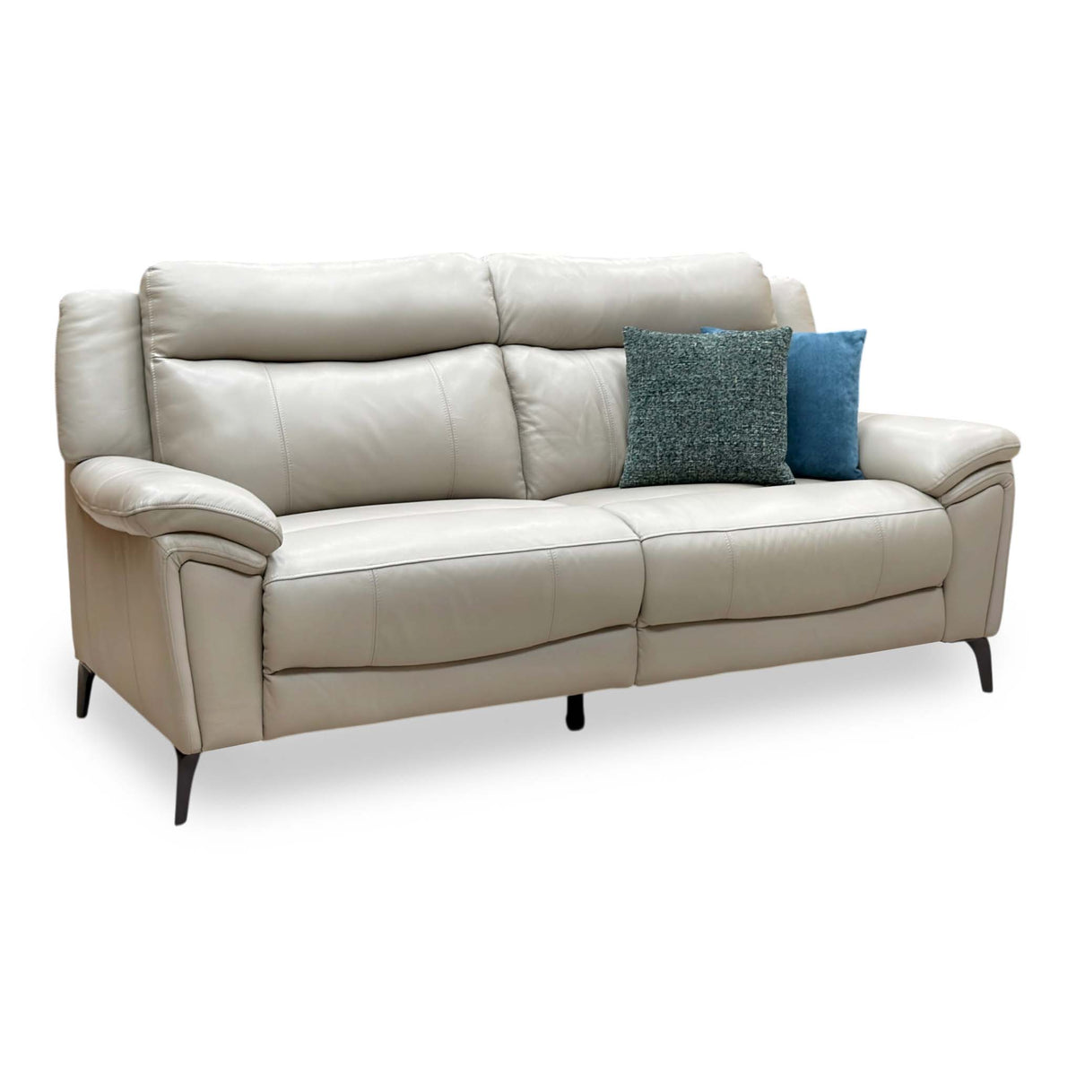 'Panache' Lead Grey Cat-60:23 Leather 3 Seater Sofa