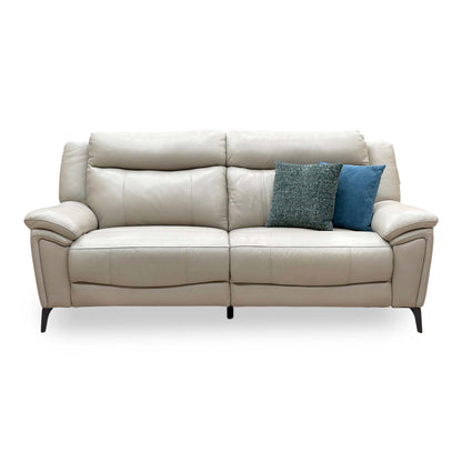 'Panache' Lead Grey Cat-60:23 Leather 3 Seater Sofa
