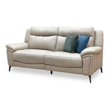 'Panache' Lead Grey Cat-60:23 Leather 3 Seater Sofa