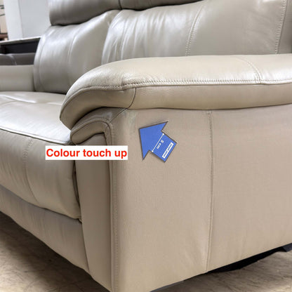 'Panache' Lead Grey Cat-60:23 Leather 3 Seater Sofa