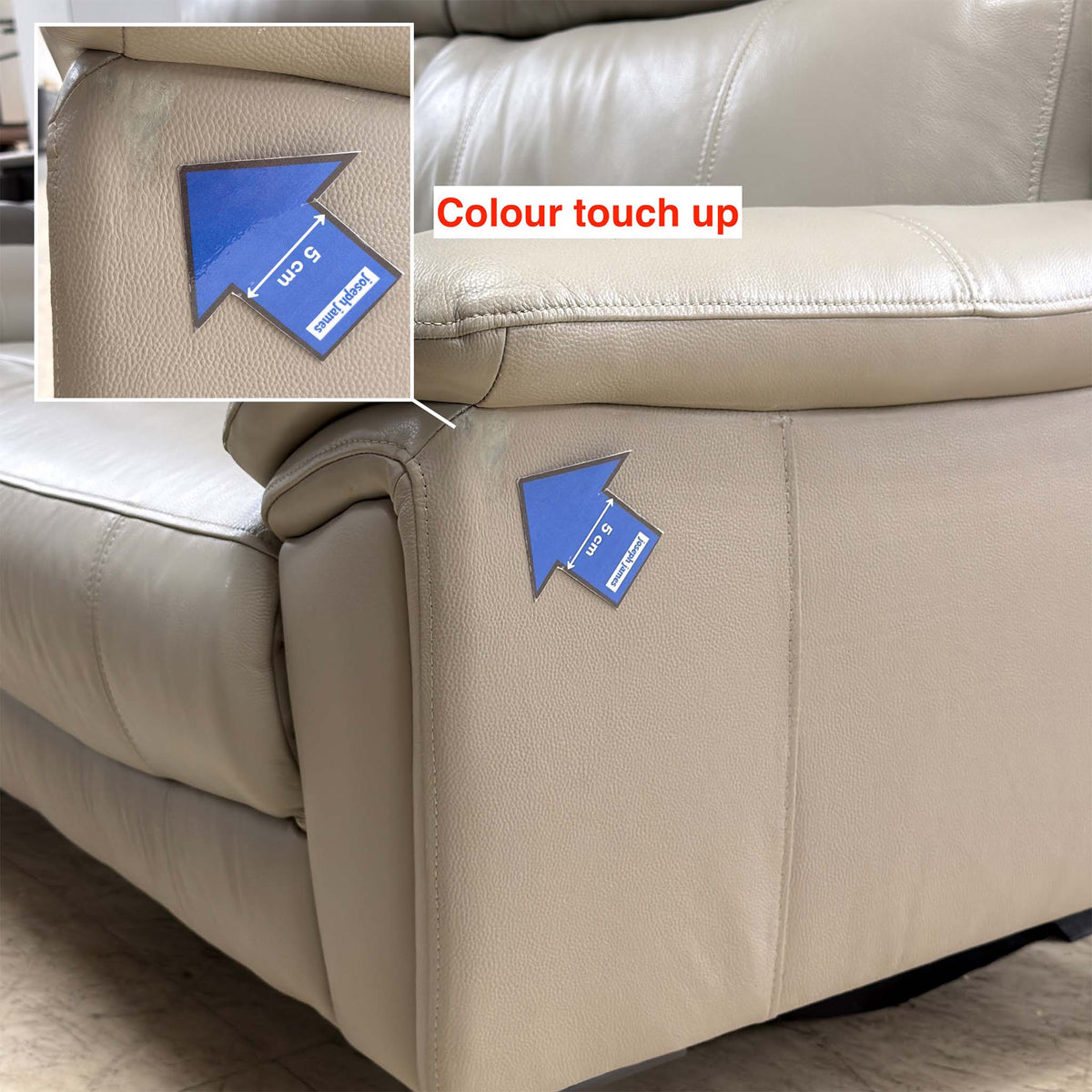 'Panache' Lead Grey Cat-60:23 Leather 3 Seater Sofa