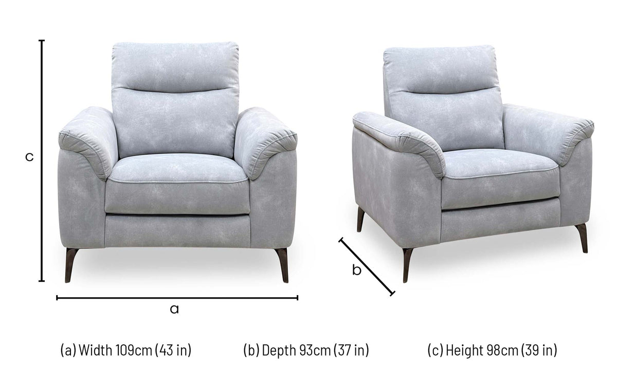 Morgan smoke grey velvet chair dimensions: width 109cm, depth 93cm, height 98cm