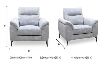 Morgan smoke grey velvet chair dimensions: width 109cm, depth 93cm, height 98cm