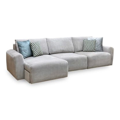 Ideal Home 'Gemini' Fab-Can-R452 Grey Mist Fabric 3 Seater Sofa with Chaise Storage