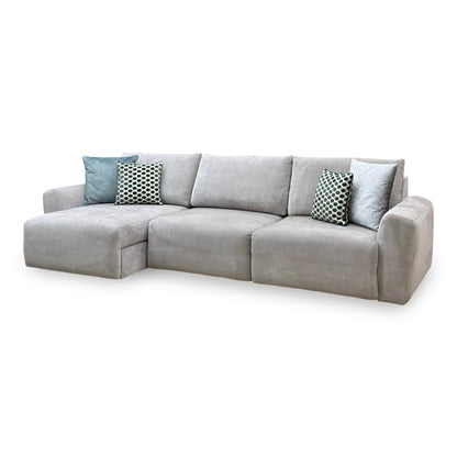Ideal Home 'Gemini' Fab-Can-R452 Grey Mist Fabric 3 Seater Sofa with Chaise Storage