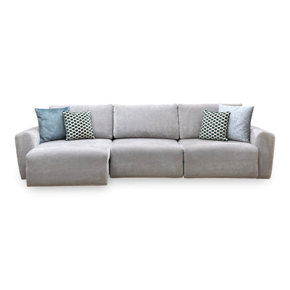 Ideal Home 'Gemini' Fab-Can-R452 Grey Mist Fabric 3 Seater Sofa with Chaise Storage