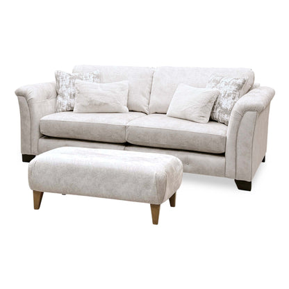 'Aura' Kenzo Cream Dw Ft Fabric 4 Seater Classic Back Split Frame Sofa with Footstool