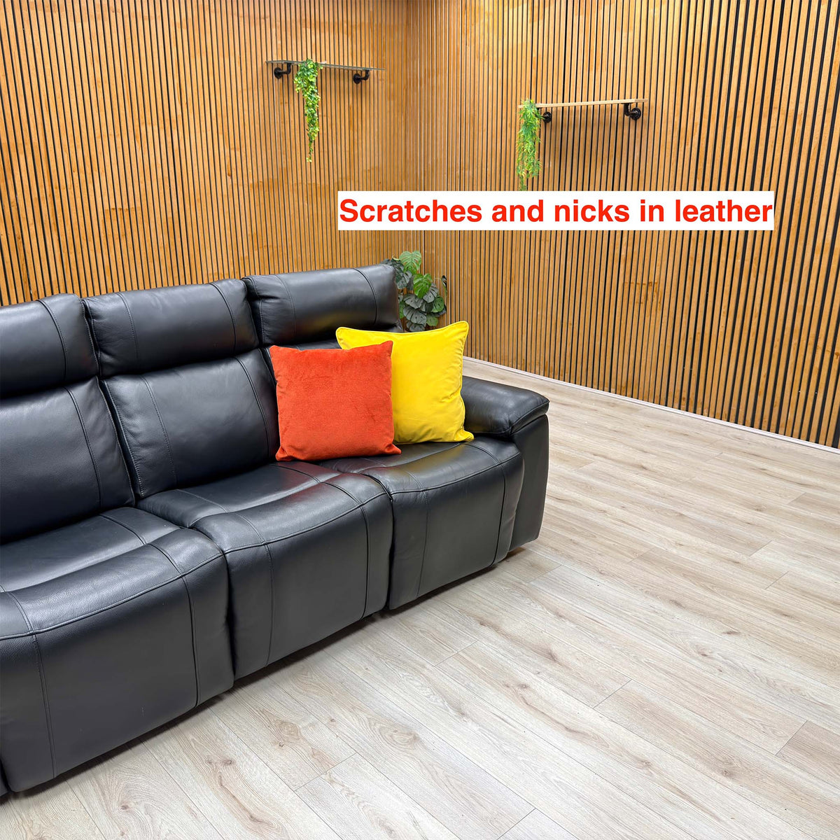 ‘Aero’ Jet Black Cat-40:23 Leather 3 Seater Power Recliner Sofa with Power Headrests