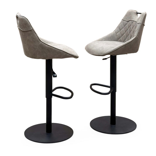 ‘Warrior’ Taupe Fabric Pair of Swivel Bar Stools