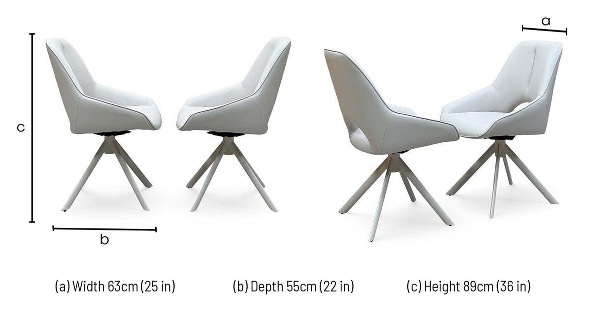 'Tino' Neutral Faux Leather Pair of Swivel Dining Chairs