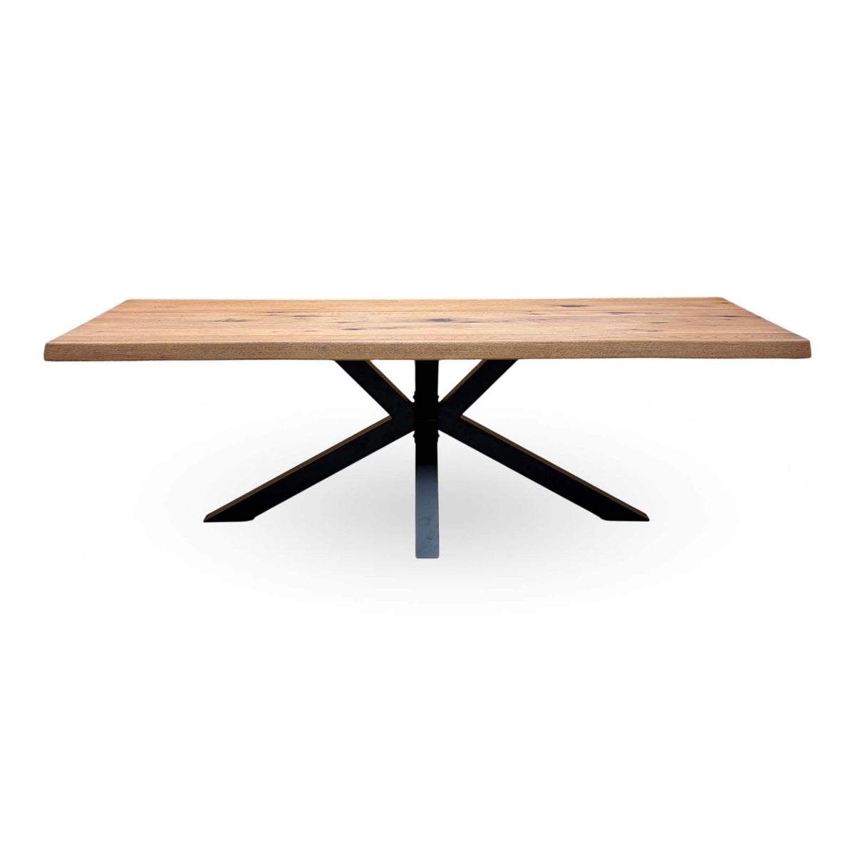 Bodhal ‘Terra’ 6 Bassano Solid Oak Raw Edge 240cm Dining Table with Metal Star Base