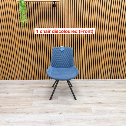 ‘Rocket’ Mineral Blue Fabric Set of 4 Dining Chairs