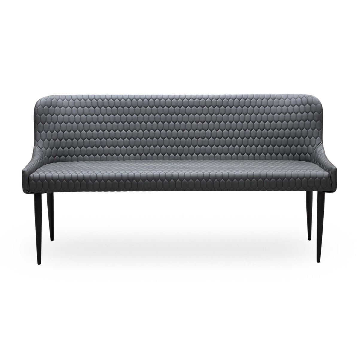 Front view of the Osaka grey faux leather dining bench