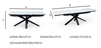 ‘Germain’ Real Marble Top Large Extending Dining Table