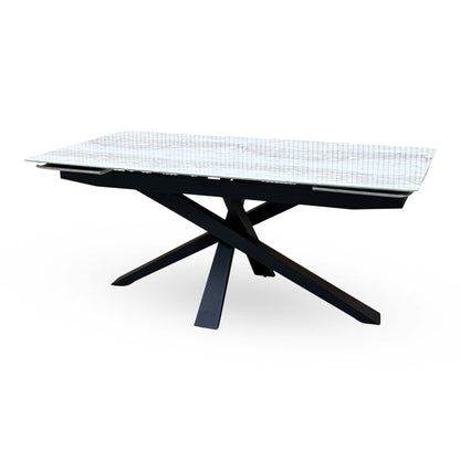 ‘Germain’ Real Marble Top Large Extending Dining Table