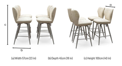'Elegante' Ivory White Faux Leather Set of 4 Swivel Bar Stools
