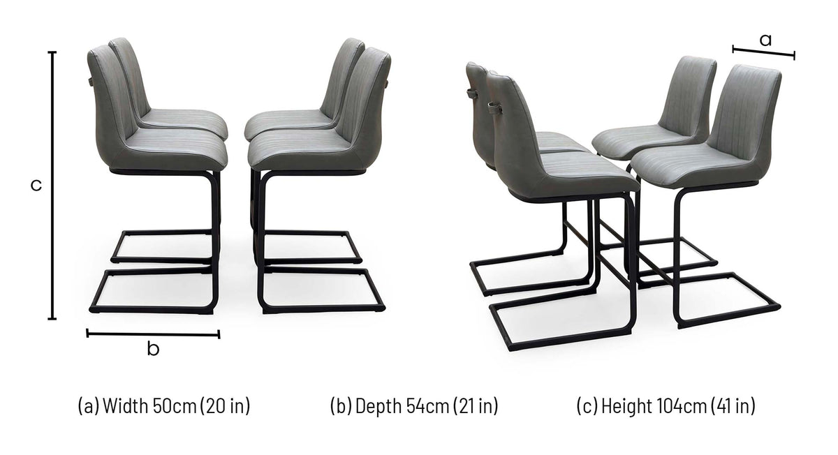 Bodahl 'Terra' Anthracite Grey Faux Leather Set of 4 Cantilever Bar Stools