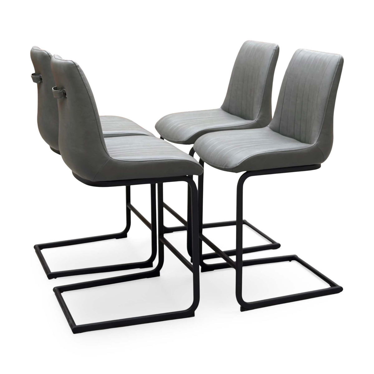 Bodahl 'Terra' Anthracite Grey Faux Leather Set of 4 Cantilever Bar Stools