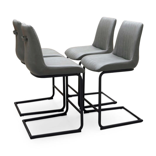 Bodahl Terra anthracite grey faux leather set of 4 cantilever bar stools on black metal frames
